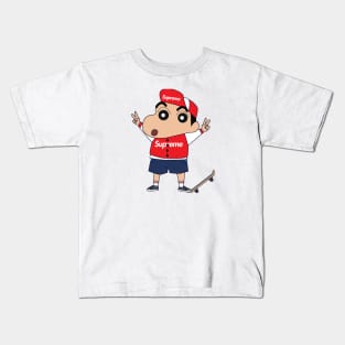 sinchan goes hypebeast Kids T-Shirt